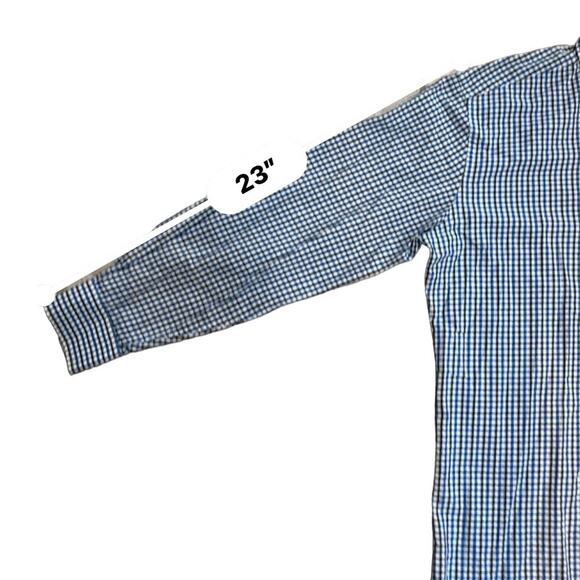 Peter Millar Blue Brown Green Check Spread Collar Button Down Men’s Size Medium - Picture 4 of 6